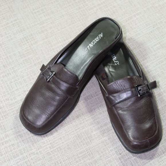 Aerosoles Size 8.5 Brown Slide On Mule Loafers - Picture 1 of 6
